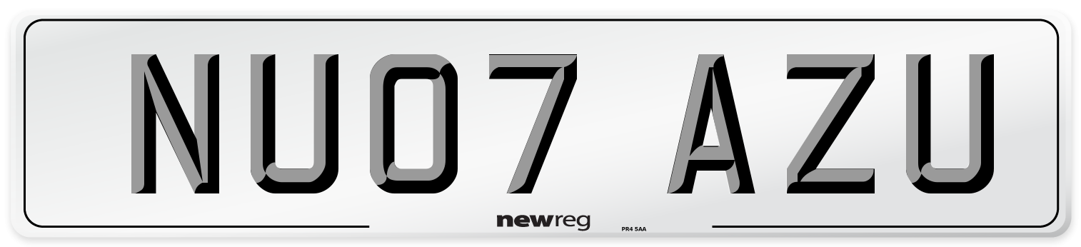 NU07 AZU Number Plate from New Reg